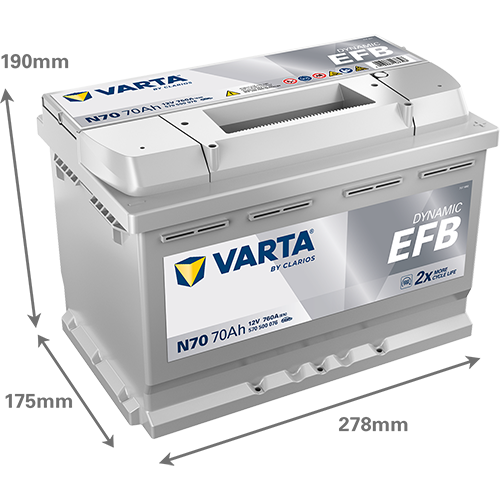 70Ah Varta EFB N70 (E45)